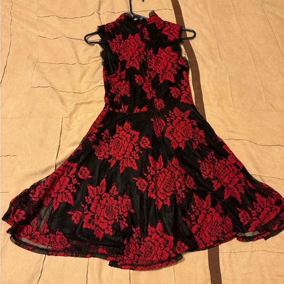 City Studio Size 5 Red & Black Fit & Flare Lace Mini Dress - Picture 1 of 3